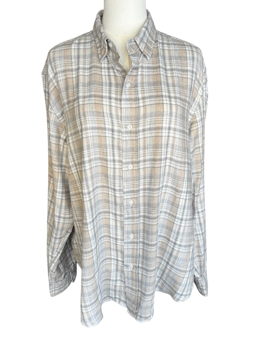 Frank & Eileen Finbar Men's Italian Cashmere-Touch Flannel Plaid Shirt Large